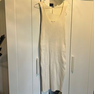 Free people white ribbed slide slit dress medium